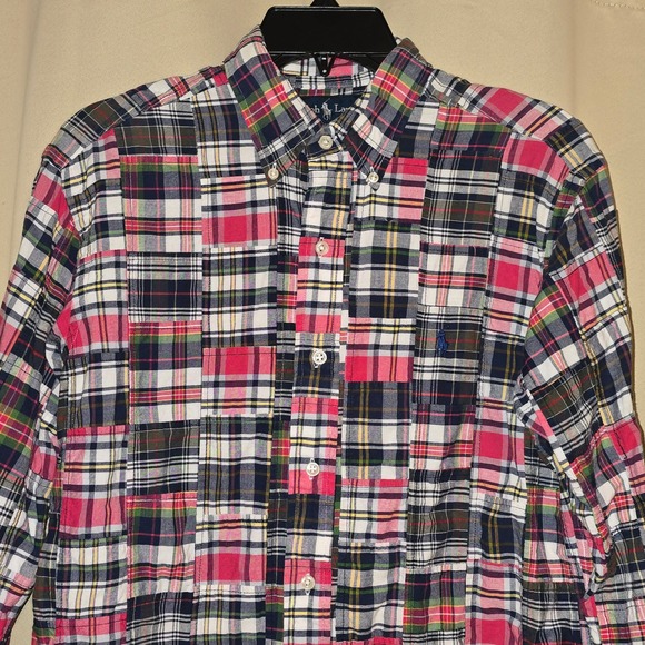 Ralph Lauren Classic Fit Patchwork Plaid Long Sleeve Button Down Shirt Small - Picture 1 of 7
